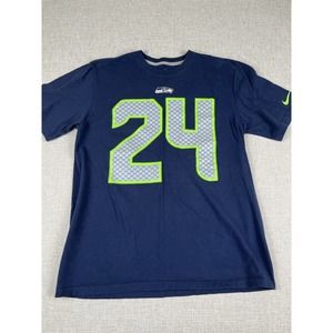 Nike Seattle Seahawks #24 Marshawn Lynch Regular Fit T-Shirt Size L Beast Mode